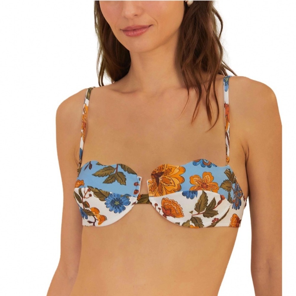 FARM Rio Garden Scarf Underwire Bikini Top Floral Blue Multi XL New with Tags
